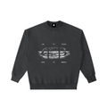Black sweatshirt with white graphic design on a white background